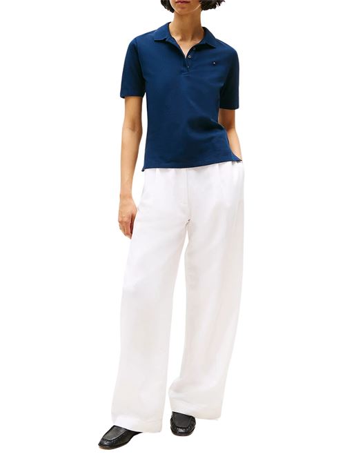 Polo donna blu in cotone Tommy Hilfiger | WW0WW43224C1G